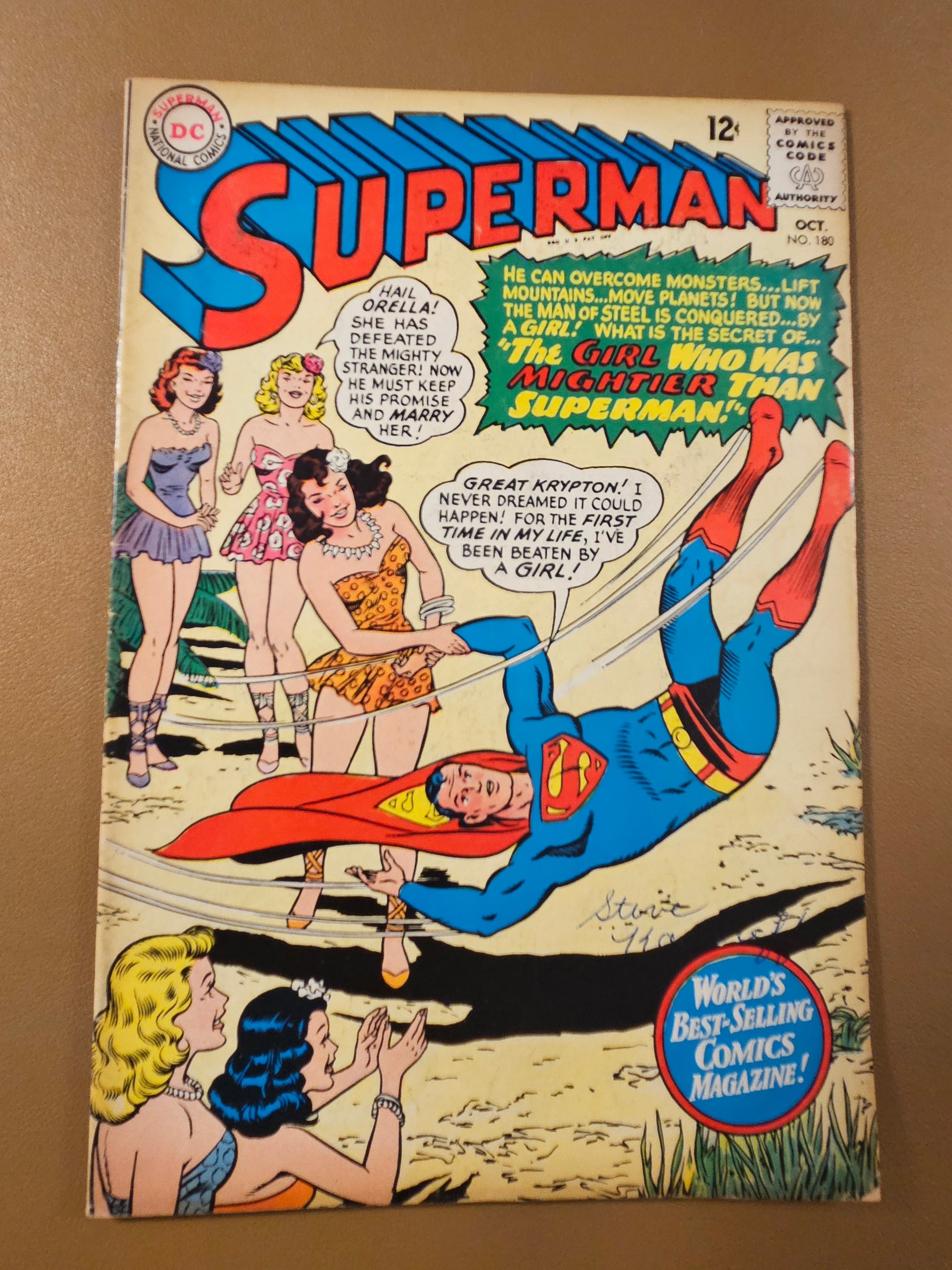 SUPERMAN #180 (1965) “GIRL MIGHTIER THAN SUPERMAN”