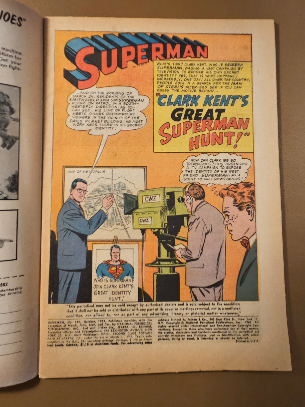 SUPERMAN #180 (1965) “GIRL MIGHTIER THAN SUPERMAN”
