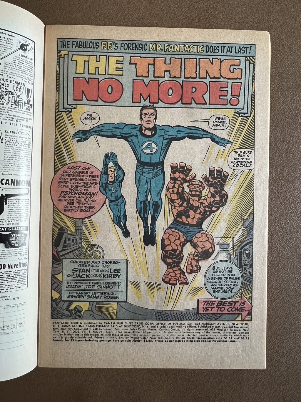 FANTASTIC FOUR #78 (1968) “THE THING NO MORE!”
