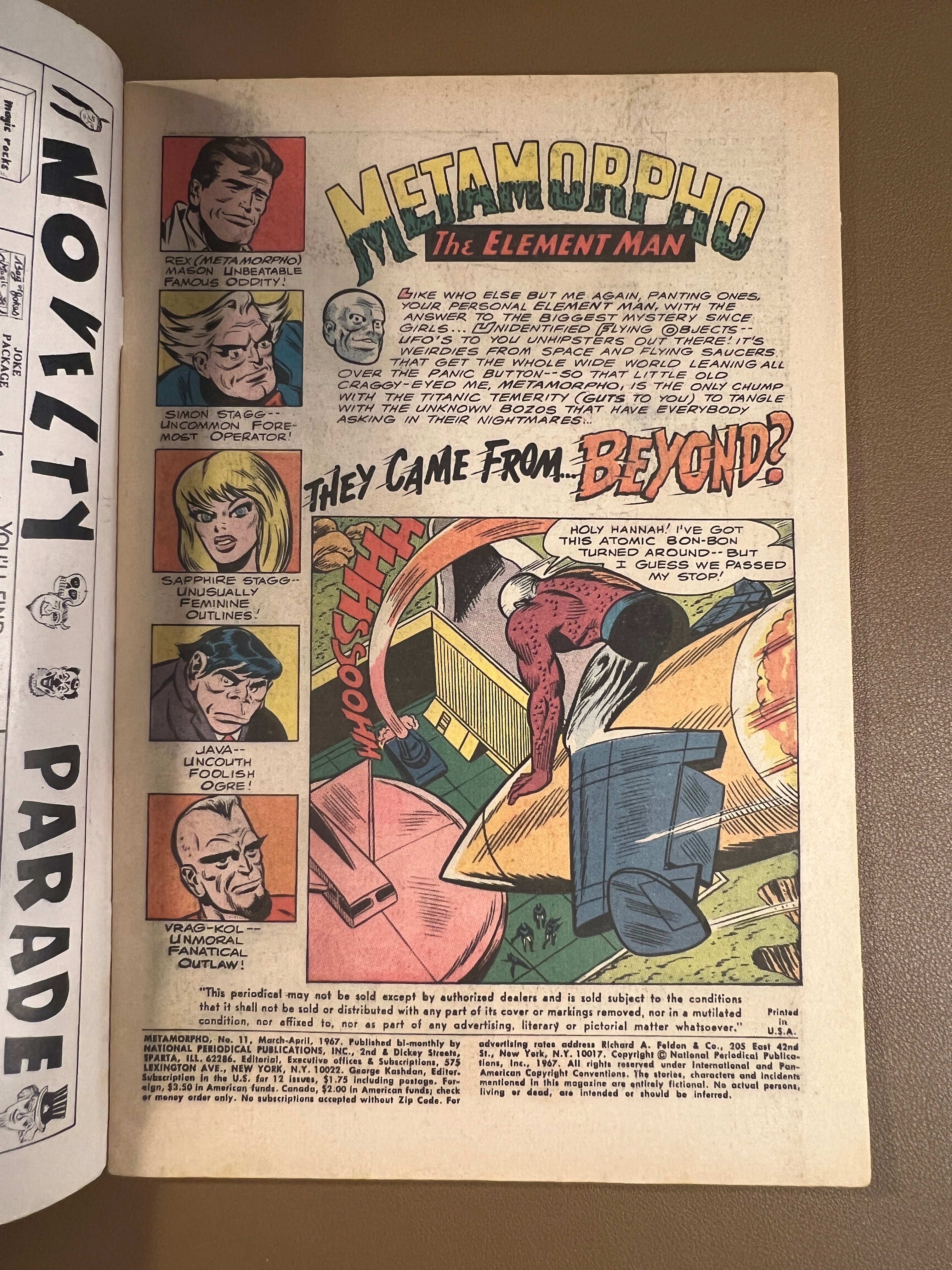 METAMORPHO #11 (April 1967) – THE ELEMENT MAN – SILVER AGE DC CLASSIC!