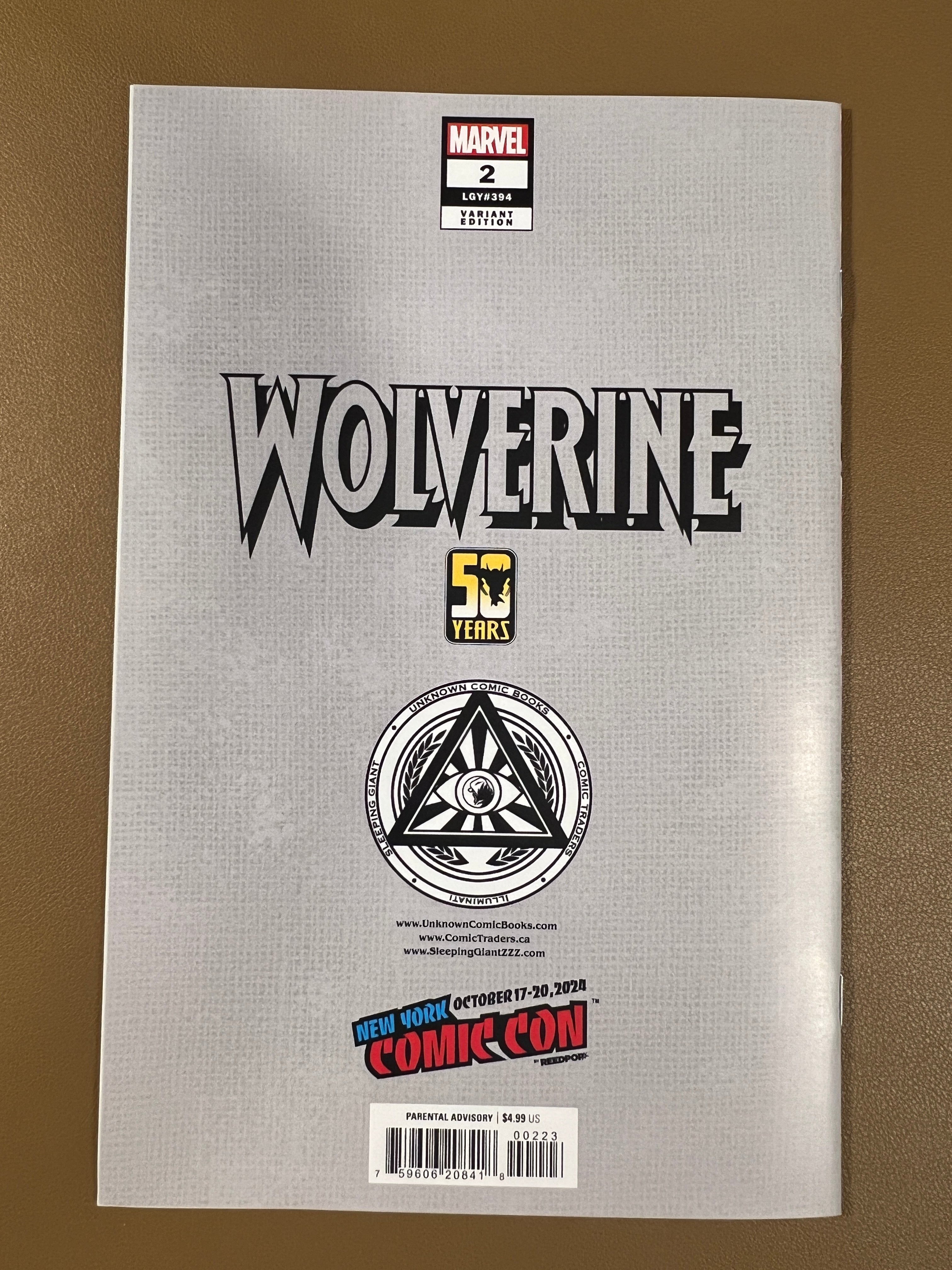 Wolverine #2 Tyler Kirkham - 2024 NYCC - Unknown Comics - Danger Room Homage - Color Change Connecting Virgin