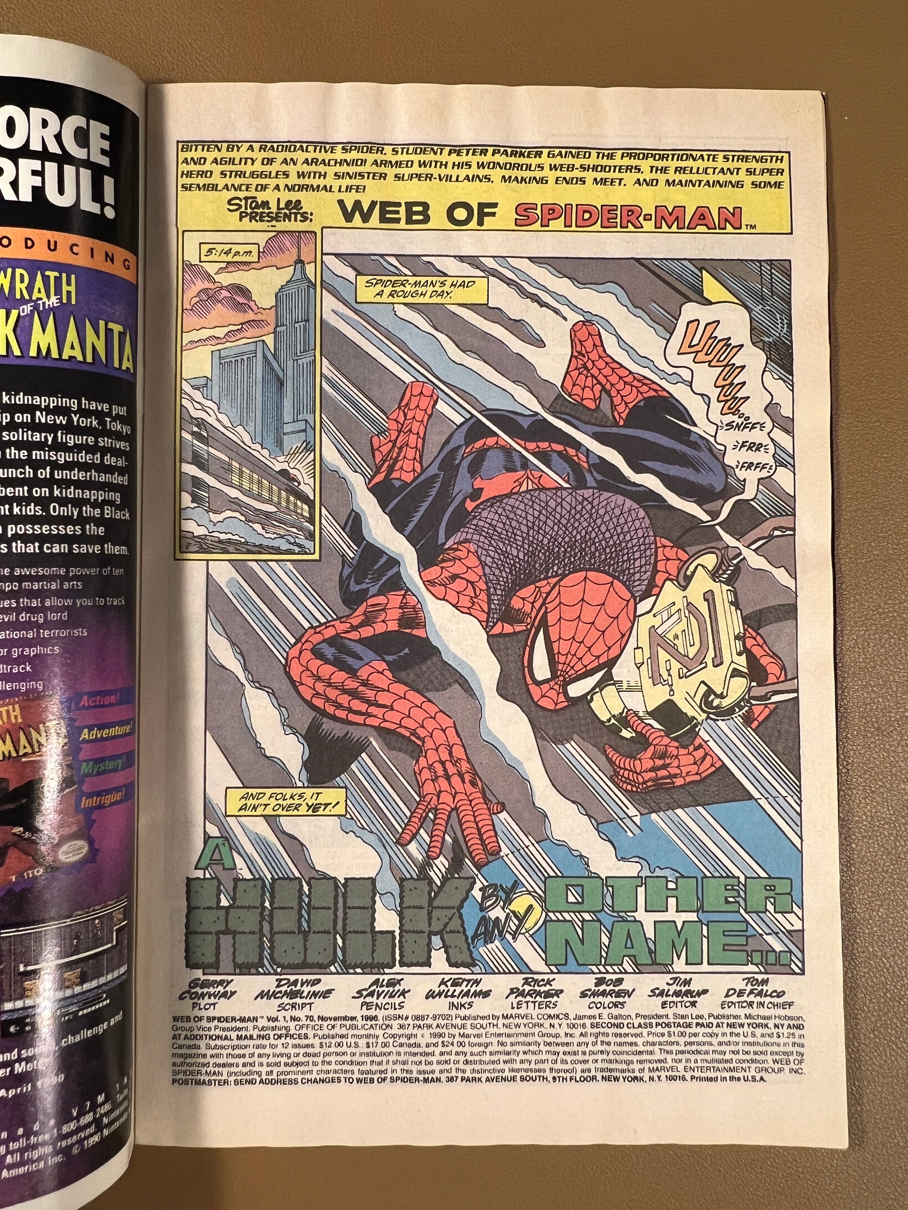 WEB OF SPIDER-MAN #70 (1990) – TODD McFARLANE COVER ART