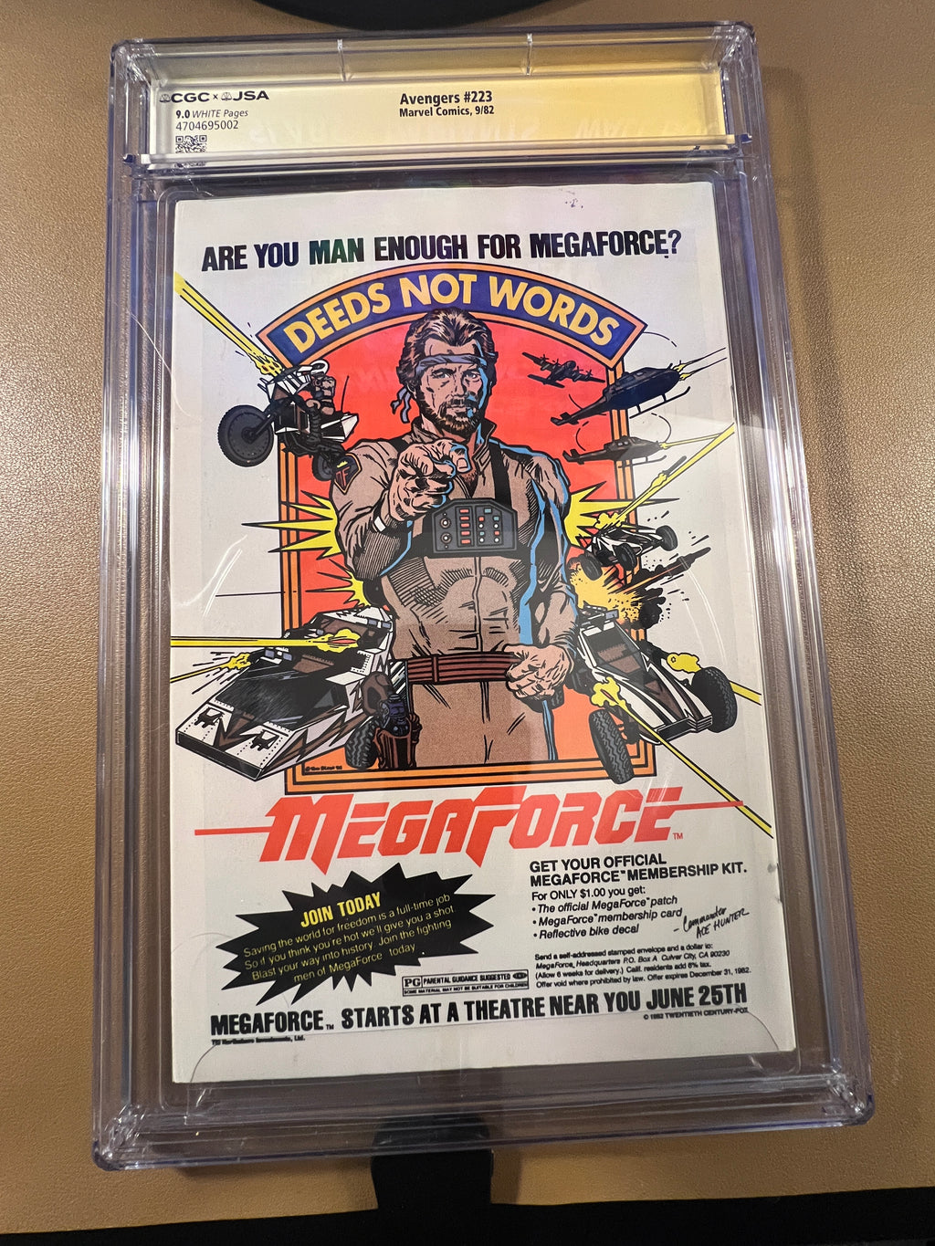 Avengers #223 CGC 9.0 Signed Joe Rubinstein JSA Hawkeye Taskmaster Marvel 1982