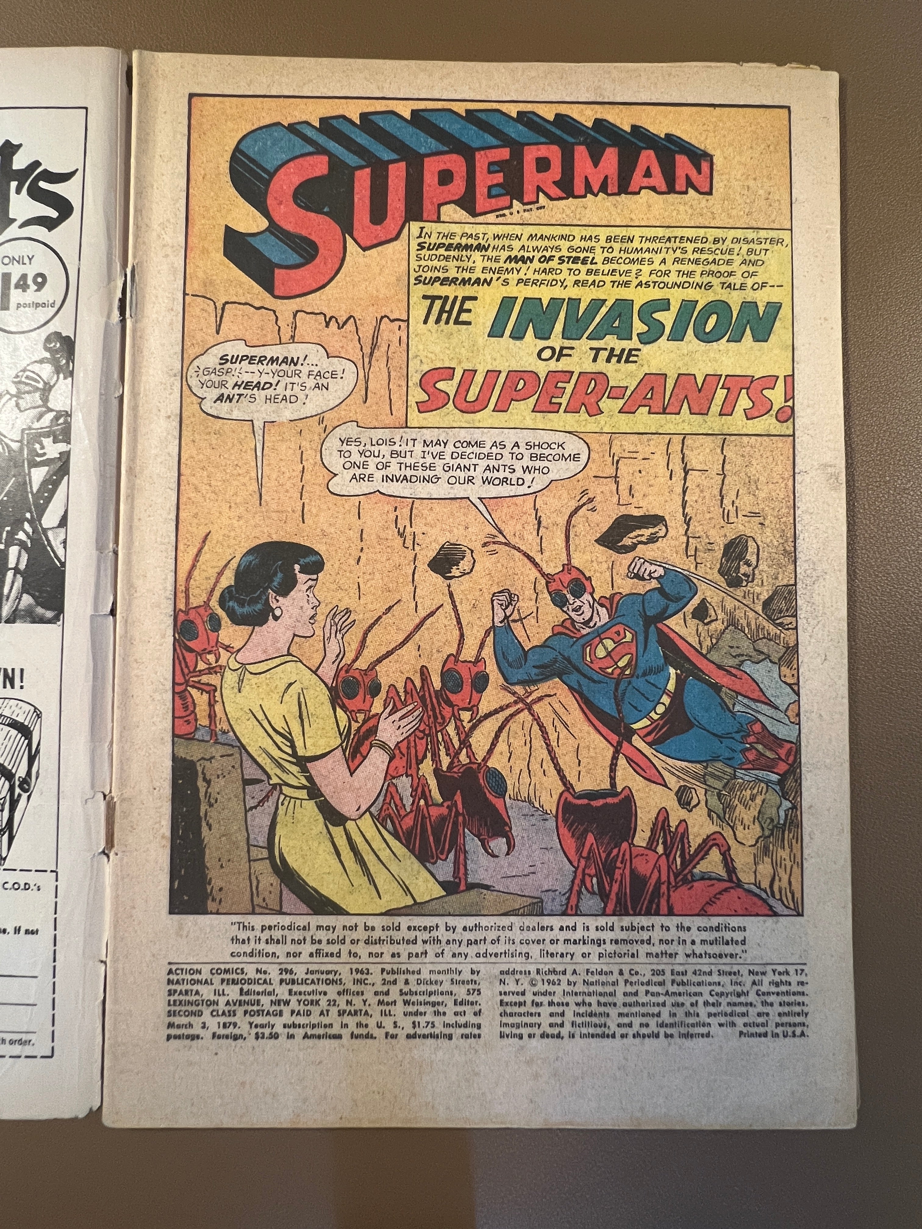 ACTION COMICS #296 (1963) Detached Cover