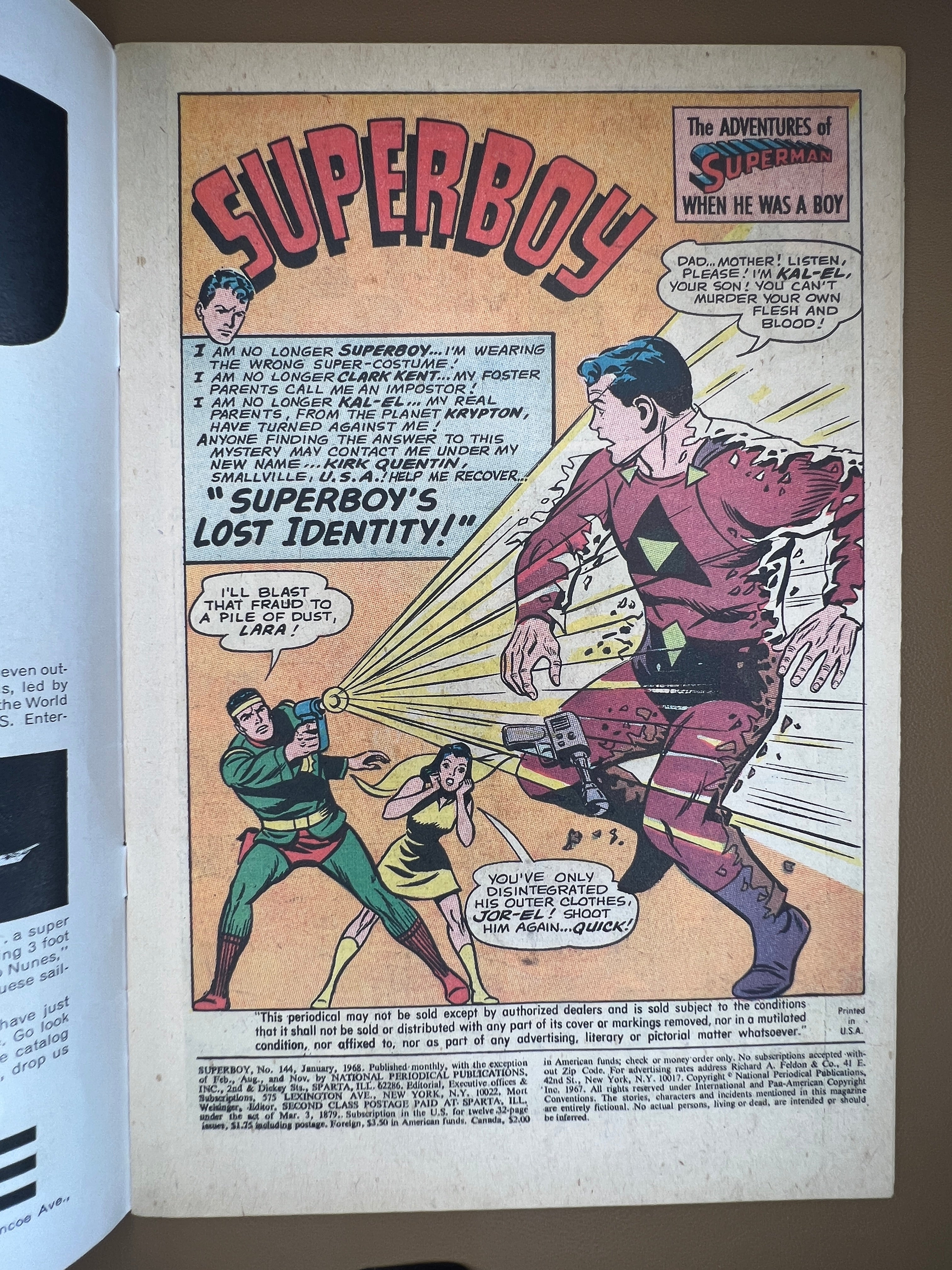 SUPERBOY #144 (Centerfold Page Lower Staple Detached)